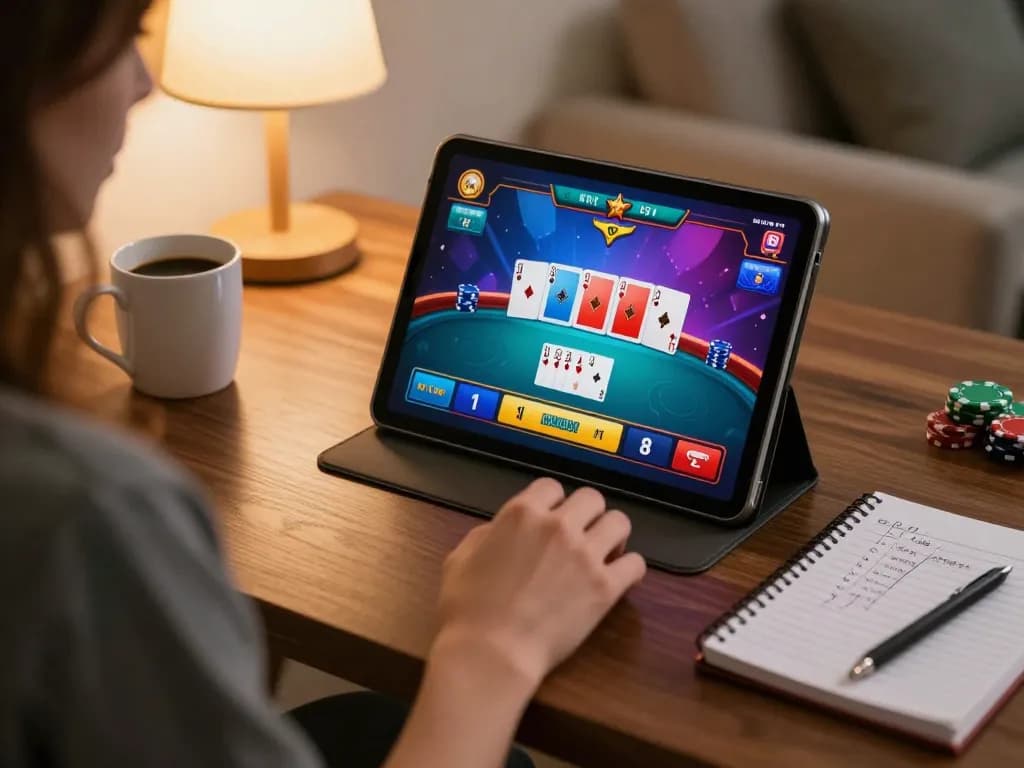 An engaged player using the fa88vn app on a tablet to participate in live dealer gaming from their comfortable home environment