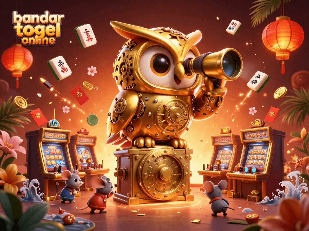 Engage with bandar togel online through a vibrant scene featuring gambling characters and elements in action.