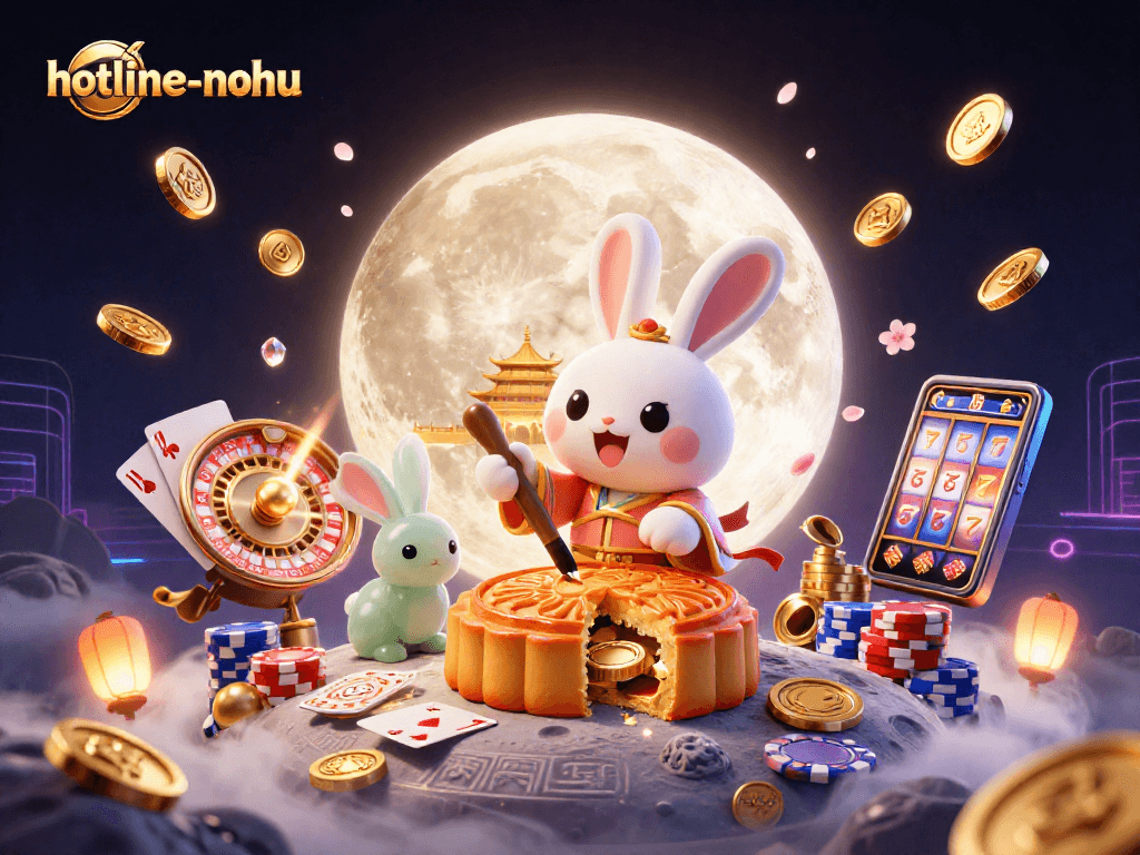 Experience exciting gameplay with hotline-nohu, featuring a moon rabbit amidst vibrant casino elements.