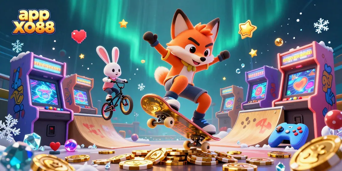 App XO88 game illustration featuring characters in a dynamic casino scene.