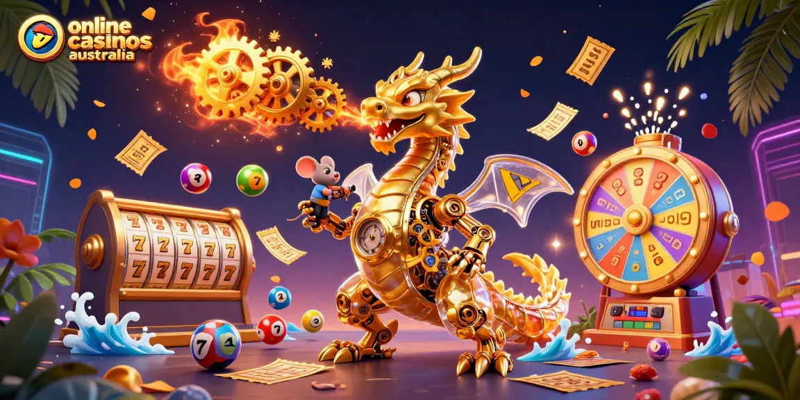 Experience excitement at online casinos Australia with this vibrant 3D casino illustration