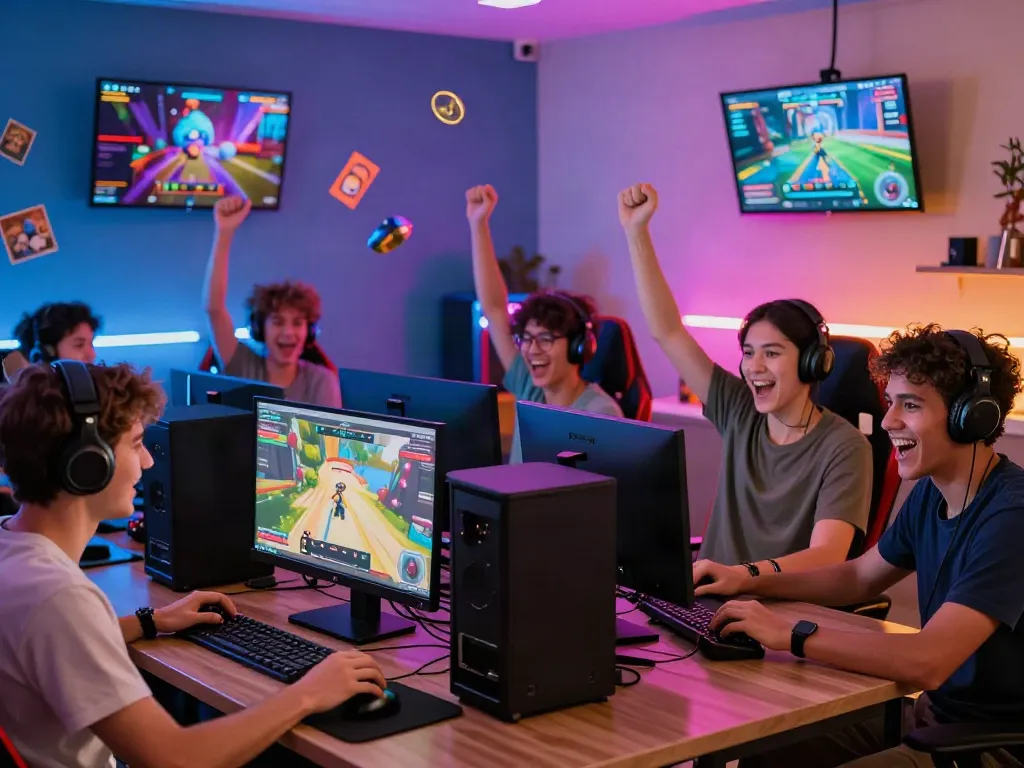 Engaging gaming scene highlighting enthusiastic players at https://nbet.group/ enjoying a live-streamed gaming experience.