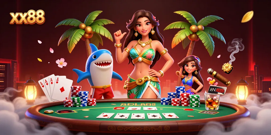 Experience exciting gaming action with xx88's vibrant casino scene featuring engaging characters and elements.