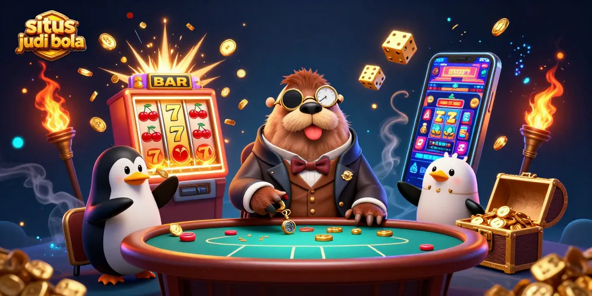 Mengamati permainan situs judi bola dengan walrus ceria dan dealer penguin dalam suasana kasino bawah laut