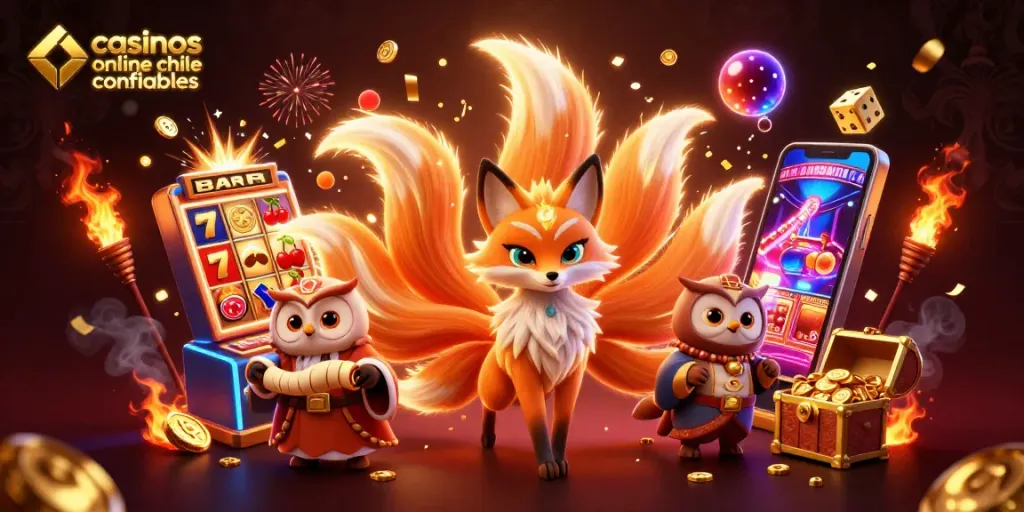 Descubre casinos online chile confiables con personajes de casino y efectos de jackpot en una rica ilustración 3D.