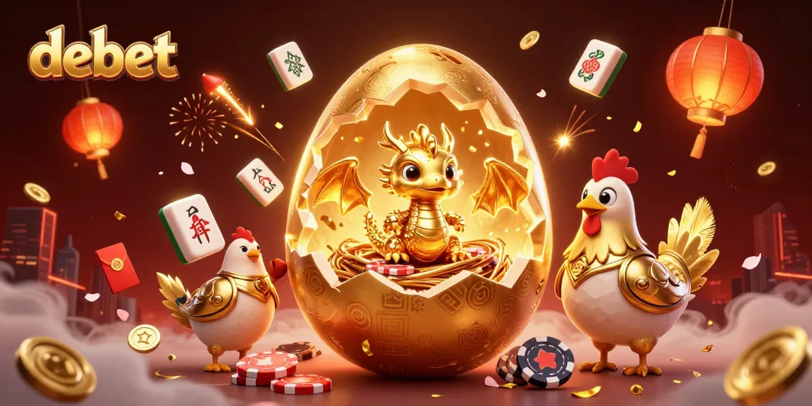 Bet big on debet with a vibrant 3D cartoon scene featuring gold elements and gaming treasures.