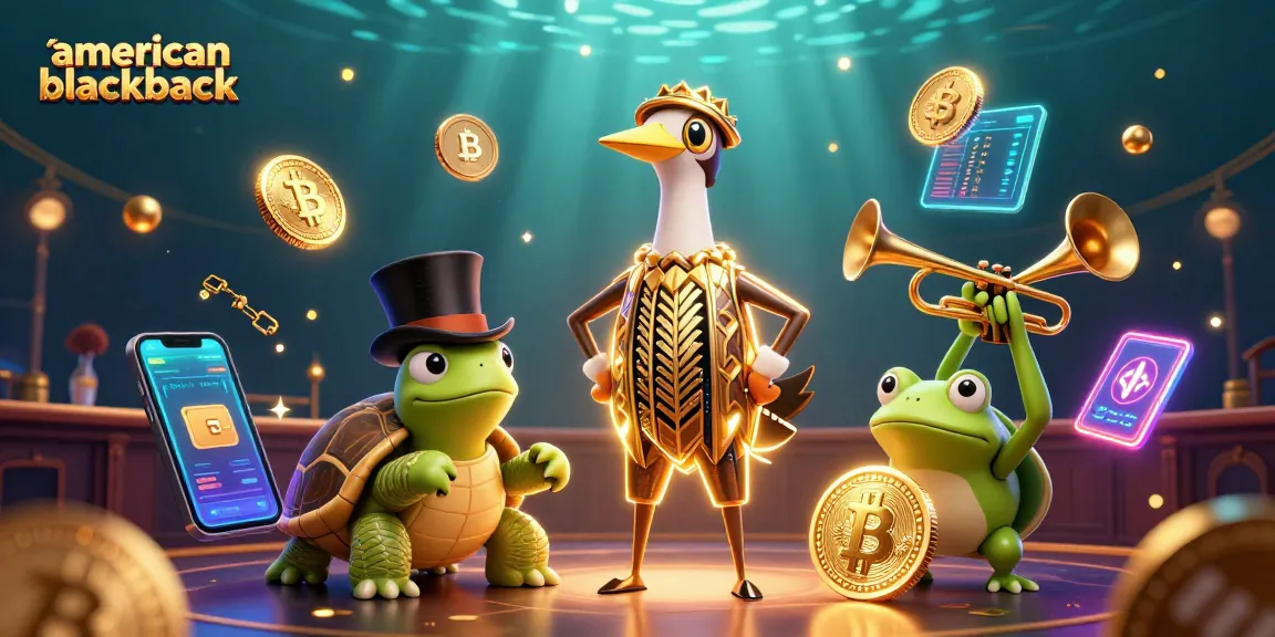 Play american-blackjack with vibrant characters and exciting crypto elements surrounding the game.
