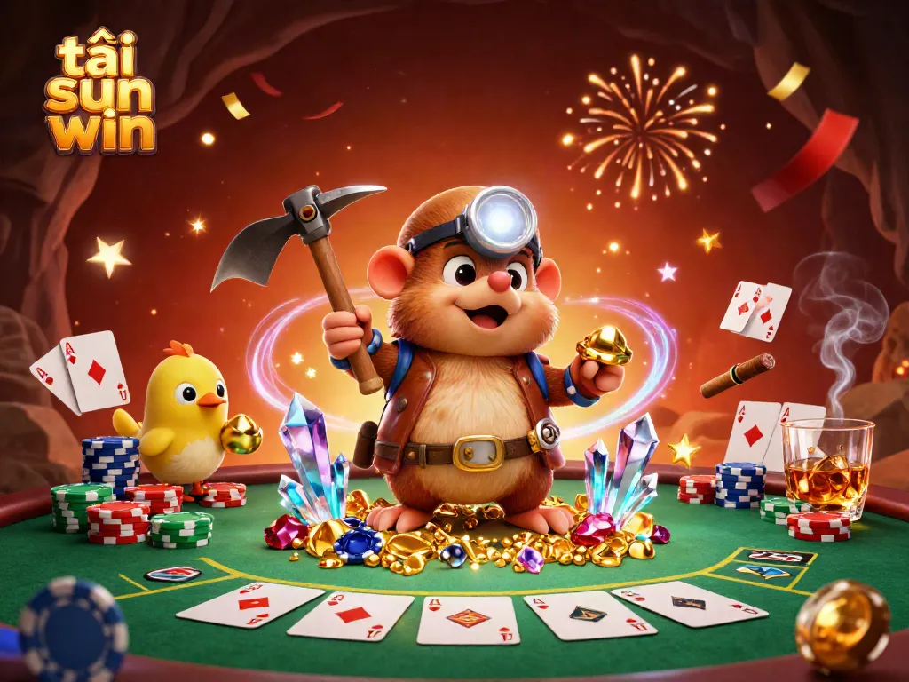 Win big with tải sun win through exciting poker adventures in a vibrant casino scene filled with treasure.