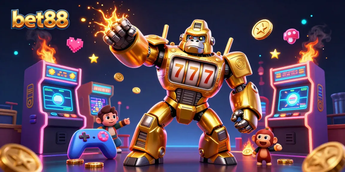 Bet88 combines excitement and winning potential with a dynamic golden gorilla mech illustration.