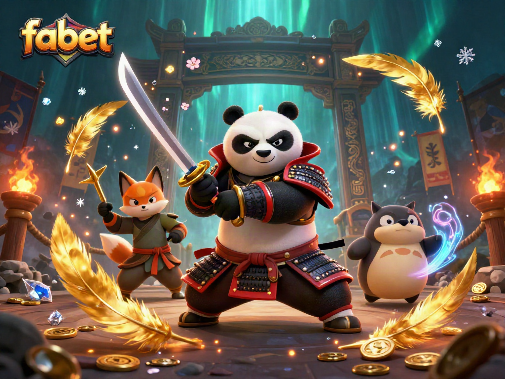 Engage with fabet betting action amidst a dynamic casino scene showcasing unique characters and vibrant elements.