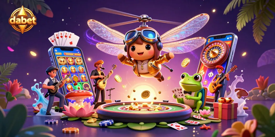 dabet showcases an exciting scene with a dragonfly pilot and frog croupier, epitomizing fun in the casino!