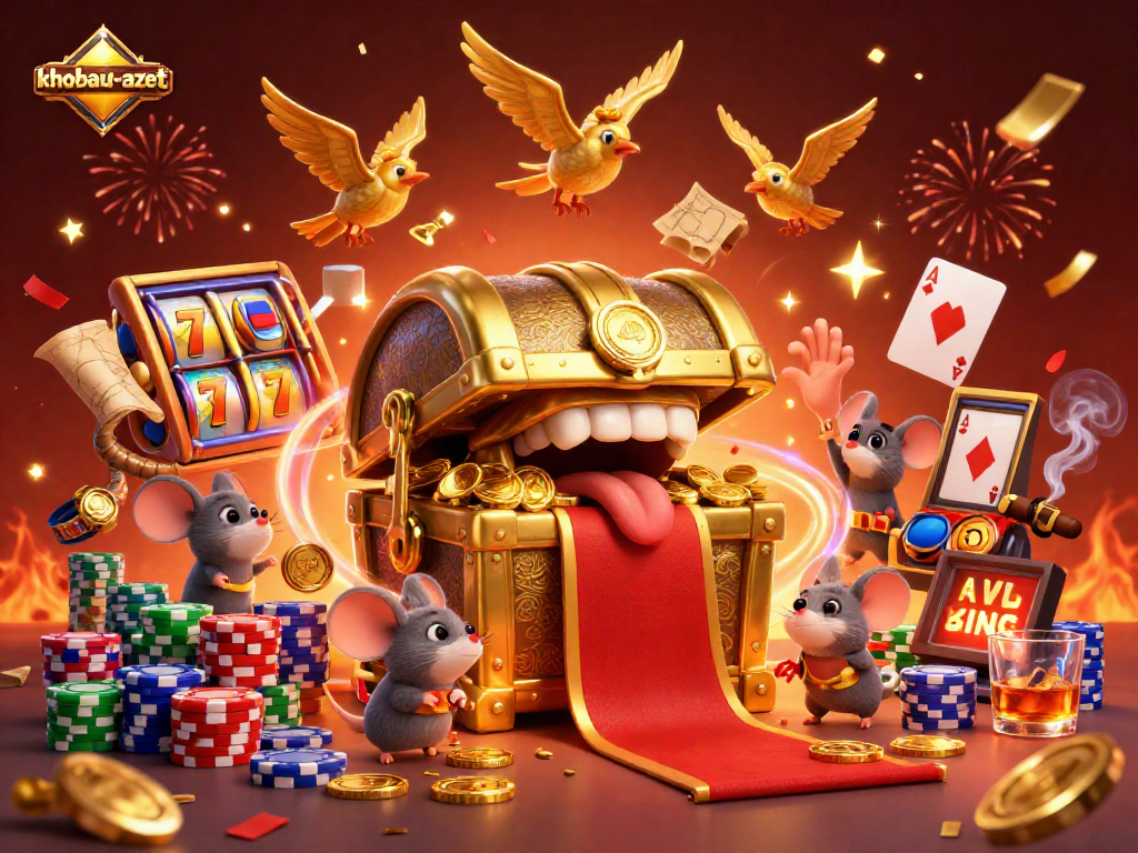 Engage in khobau-aztec adventure with golden treasures, vibrant slot elements, and thrilling casino atmosphere.