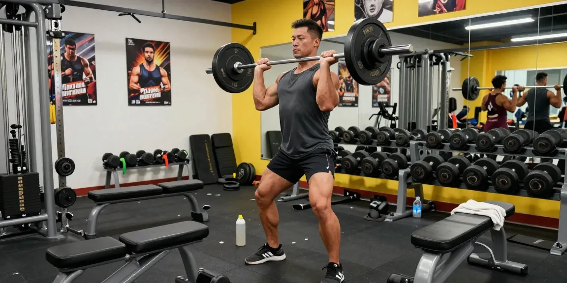Un culturista entrenando en un gimnasio moderno que muestra fuerza y enfoque en Esteroidesshop.