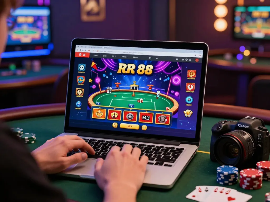 Exciting RR 88 online gaming scene with a player engaging in virtual poker, showcasing the interactive platform vibe.