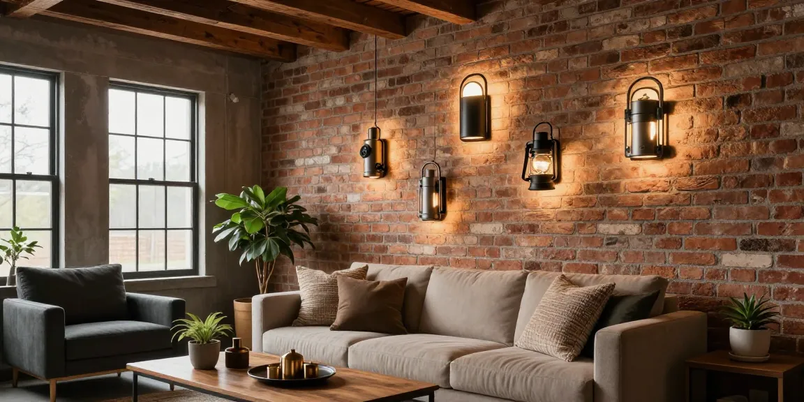 Bright living room featuring an aplique pared industrial lamp highlighting a cozy atmosphere.