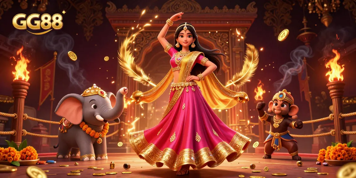 Experience thrilling jackpots with GG88's vibrant Asian-themed casino illustration filled with dynamic gaming elements.