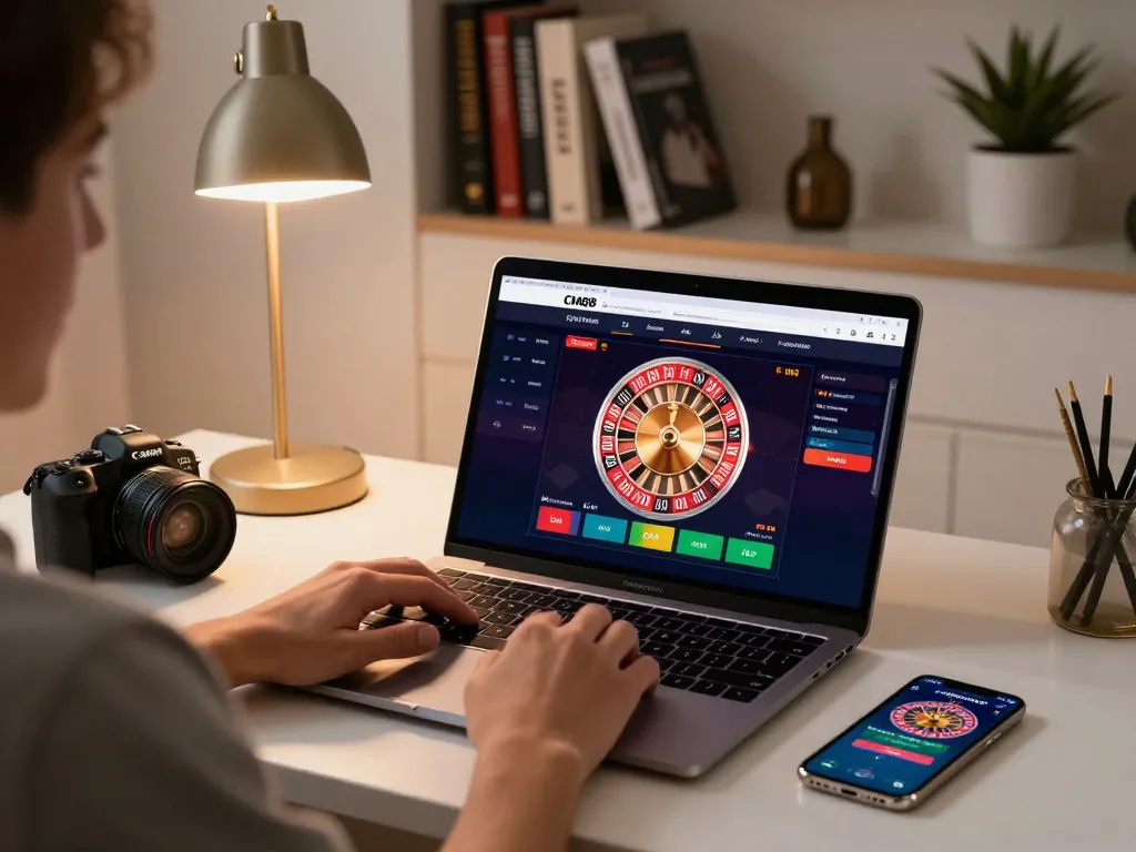 CM88 online gambling setup showcasing engaging roulette game on laptop, highlighting responsible gaming.
