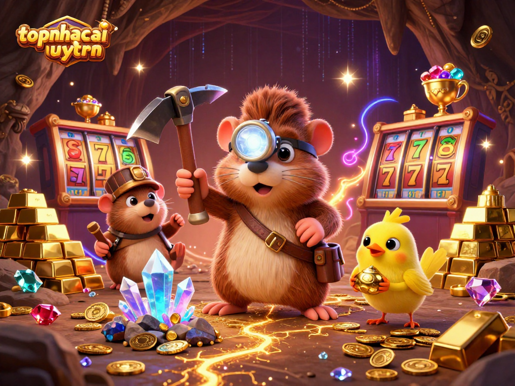 Engage with topnhacaiuytinn's thrilling casino experience featuring dynamic treasure elements and vibrant colors.