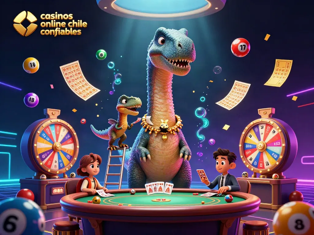 Explora los casinos online chile confiables con un brontosaurio y un velociraptor en acción.