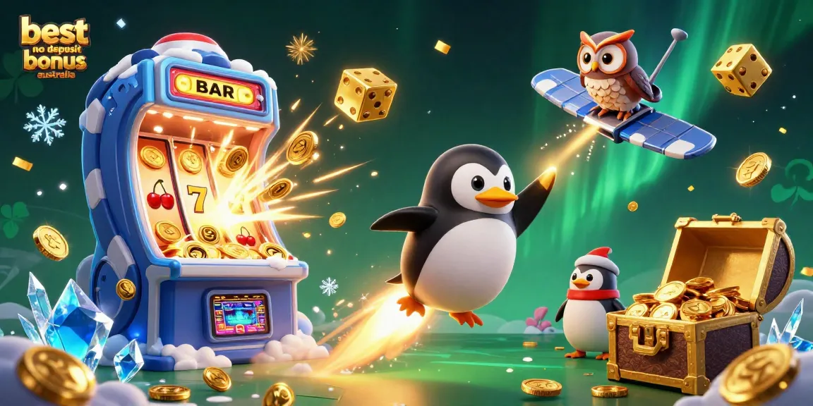 Experience best no deposit bonus Australia with vibrant casino-themed 3D illustration.