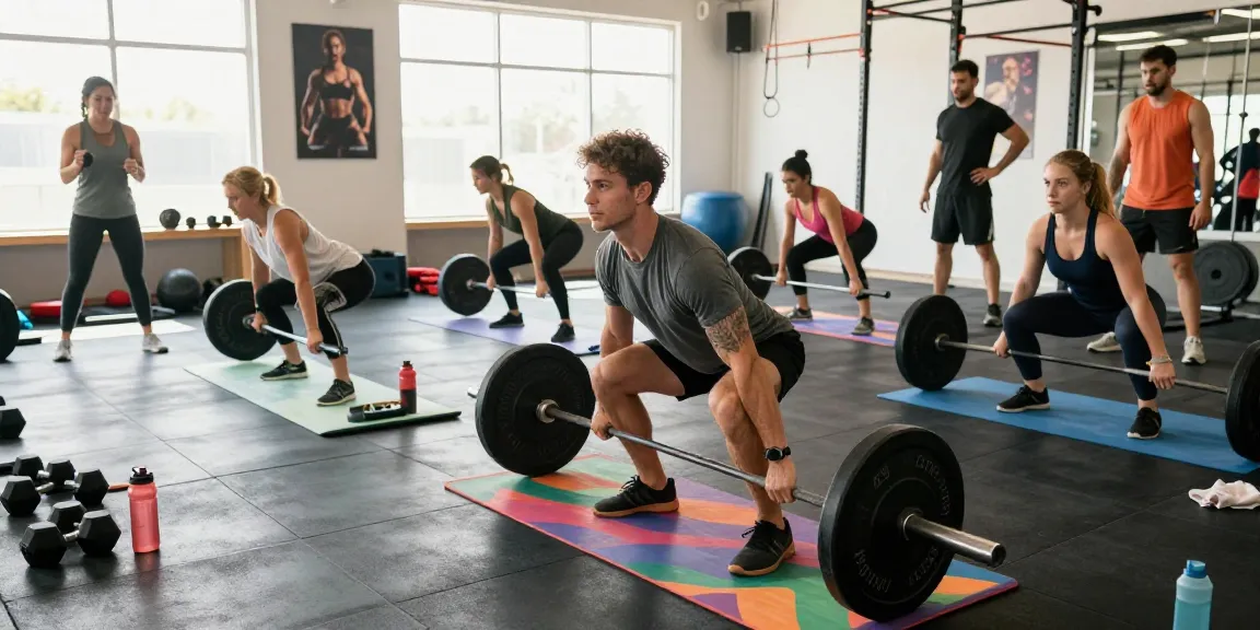 Entrenador de Esteroidesshop ejecutando un peso muerto en un gimnasio lleno de energía y luz natural.