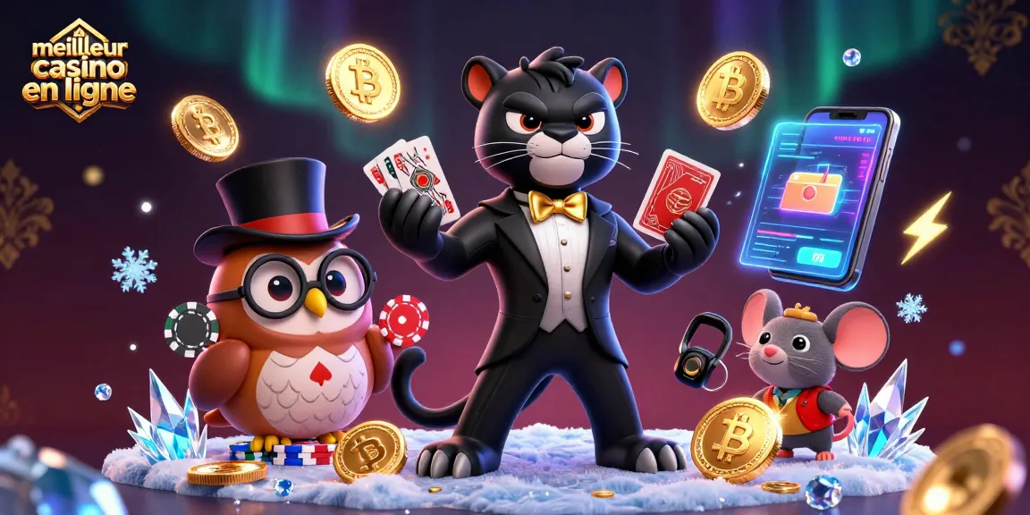 Jouer au meilleur casino en ligne avec des personnages ludiques et des éléments crypto scintillants.