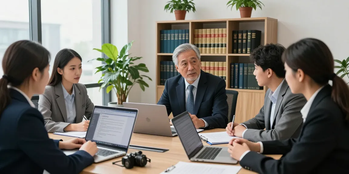 Lawyers in a consultation, examining case files and strategies, see this here for comprehensive legal support.
