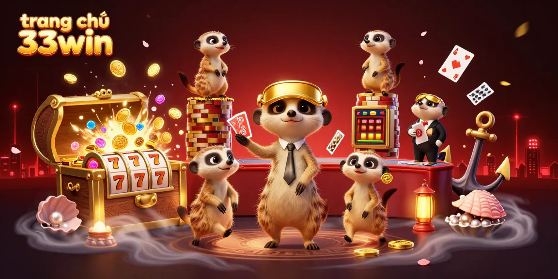 Experience the excitement of gaming at trang chủ 33win with engaging meerkat characters in a vibrant casino.