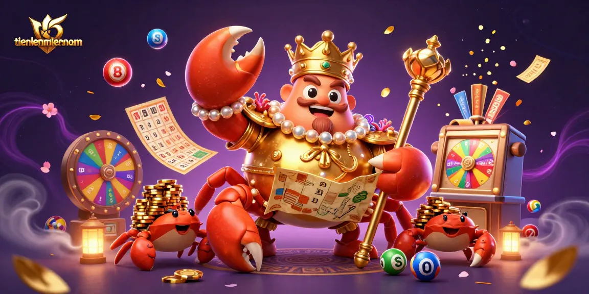 Engage in thrilling gameplay with tienlenmiennam's dynamic lottery and casino elements in a colorful 3D scene.
