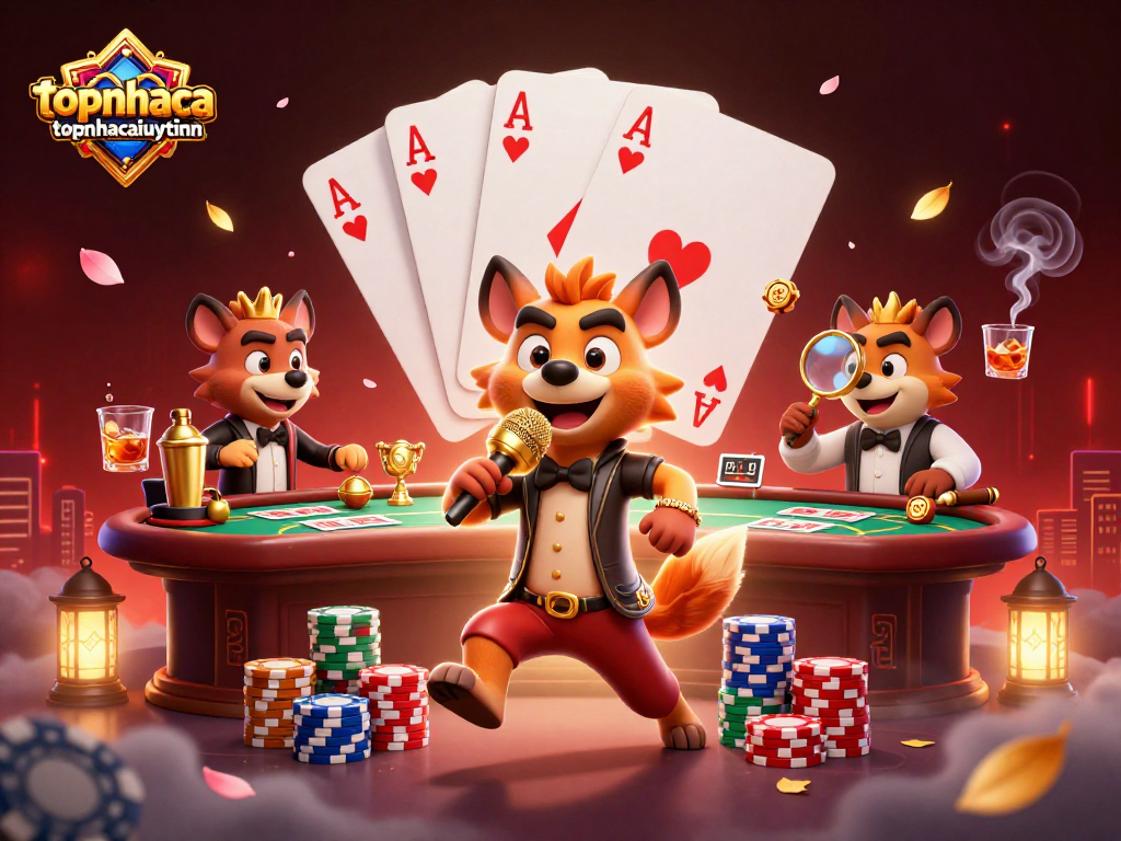 Experience the thrills of topnhacaiuytinn in a vibrant comedy casino scene with hyenas.