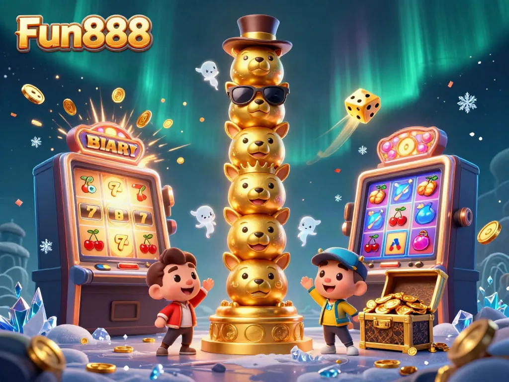 Play immersive casino games with Fun888, featuring dynamic slot machines and vibrant characters.