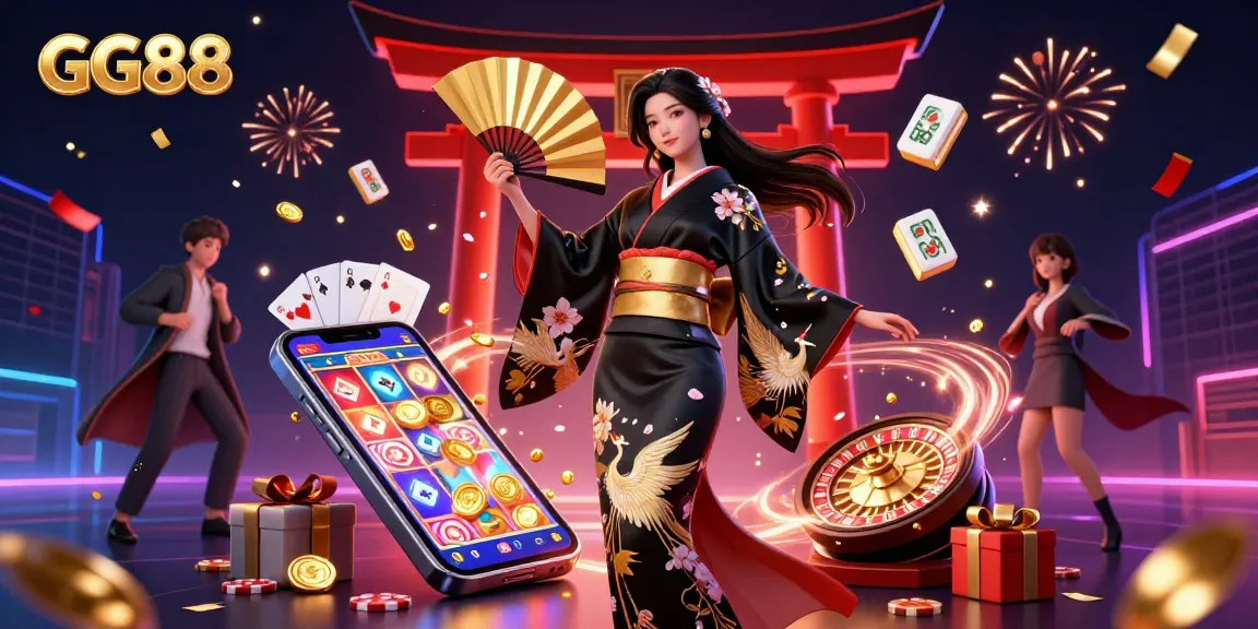 Experience thrilling gaming action at GG88 with vibrant slot games and golden casino elements.