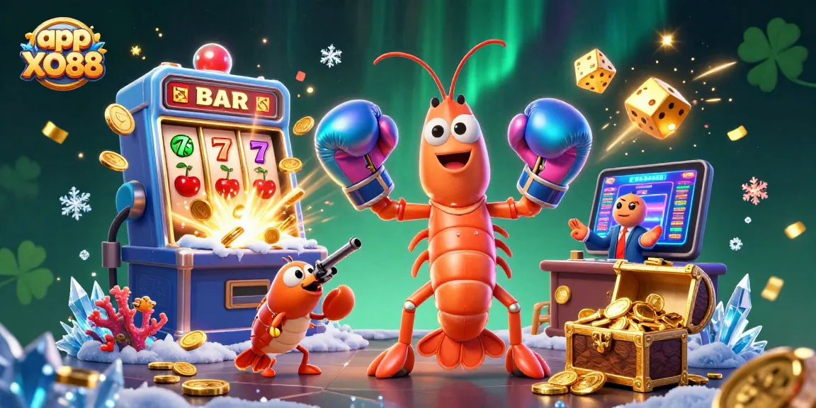 Spin win with app XO88 featuring a dynamic scene of vibrant casino elements and engaging characters.