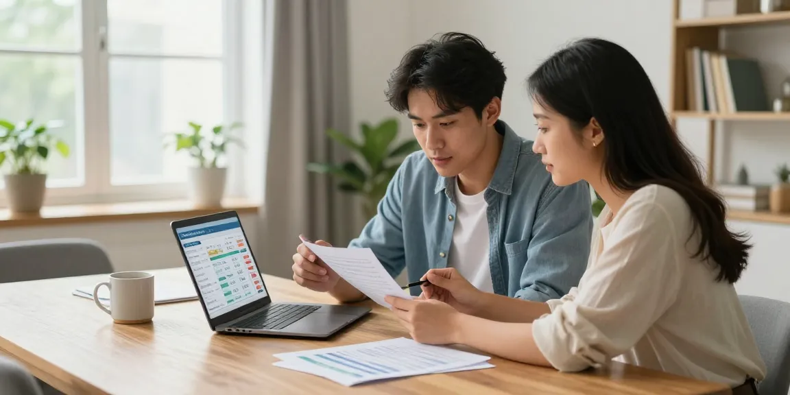 Calculating cuota hipoteca at home with a mortgage simulator while reviewing financial documents.