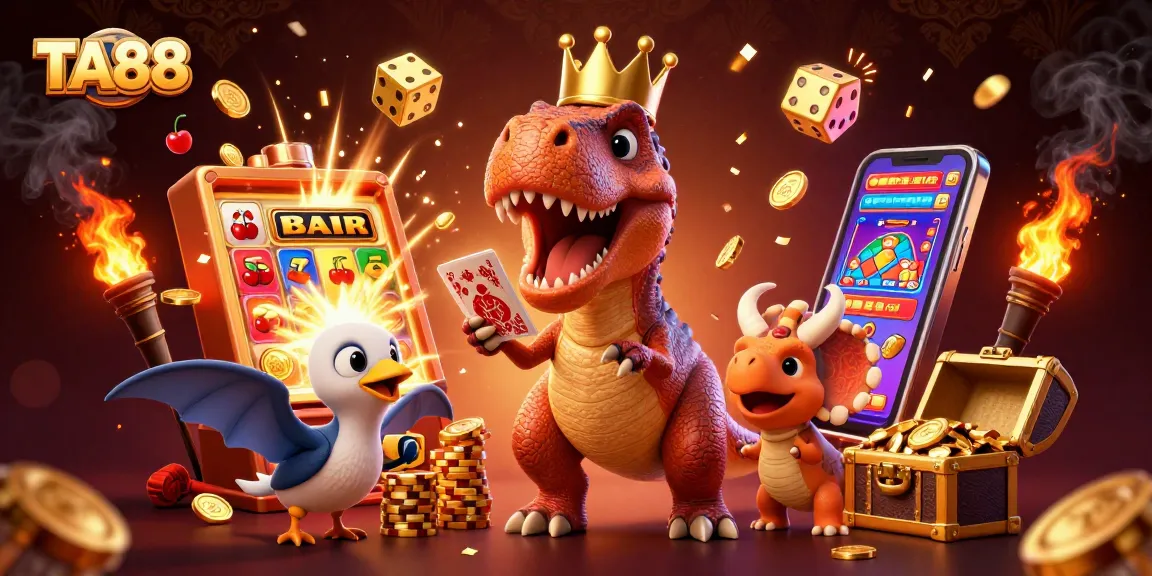 TA88 enriching gameplay featuring cartoon dinosaurs enjoying a vibrant casino scene