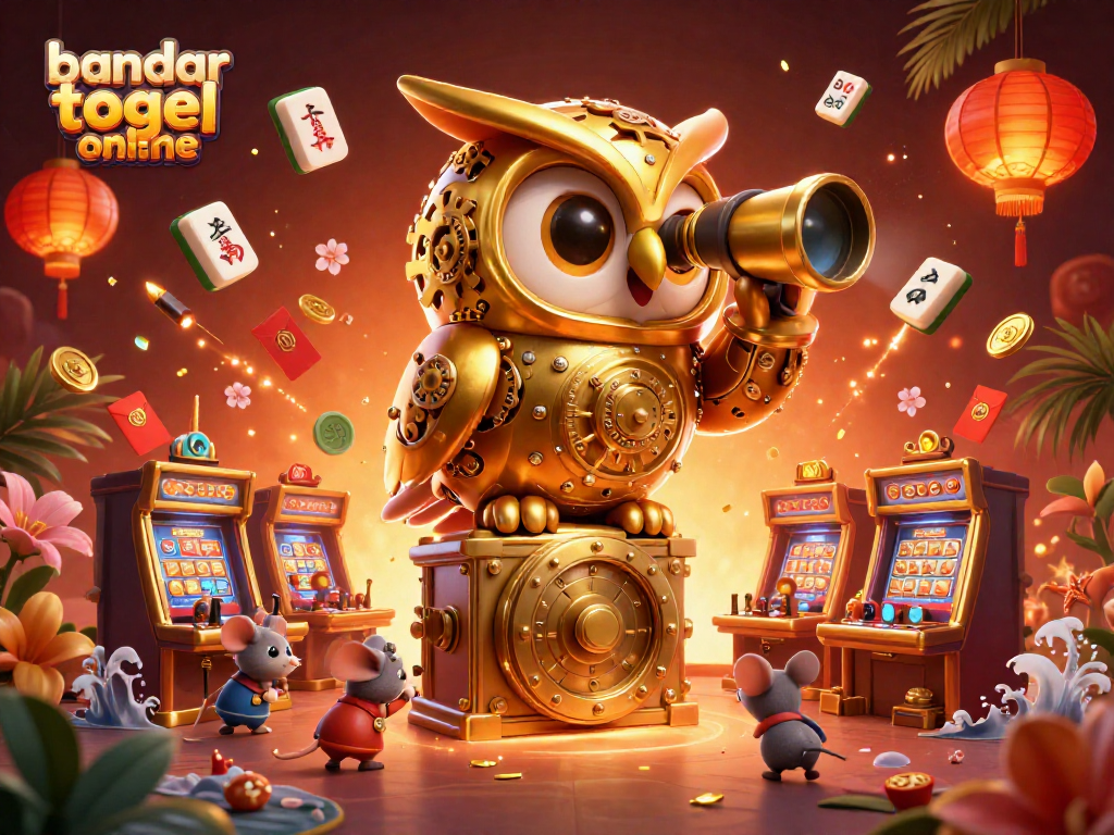 Engage with bandar togel online through a vibrant scene featuring gambling characters and elements in action.