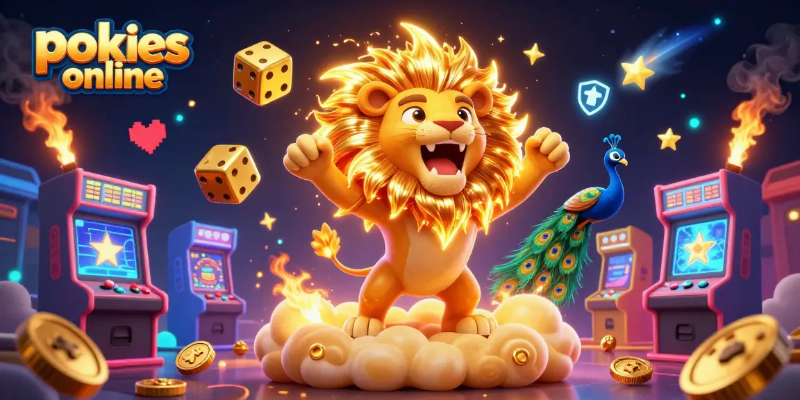 Experience pokies online action with vibrant characters, casino elements, and dynamic gaming aesthetics.