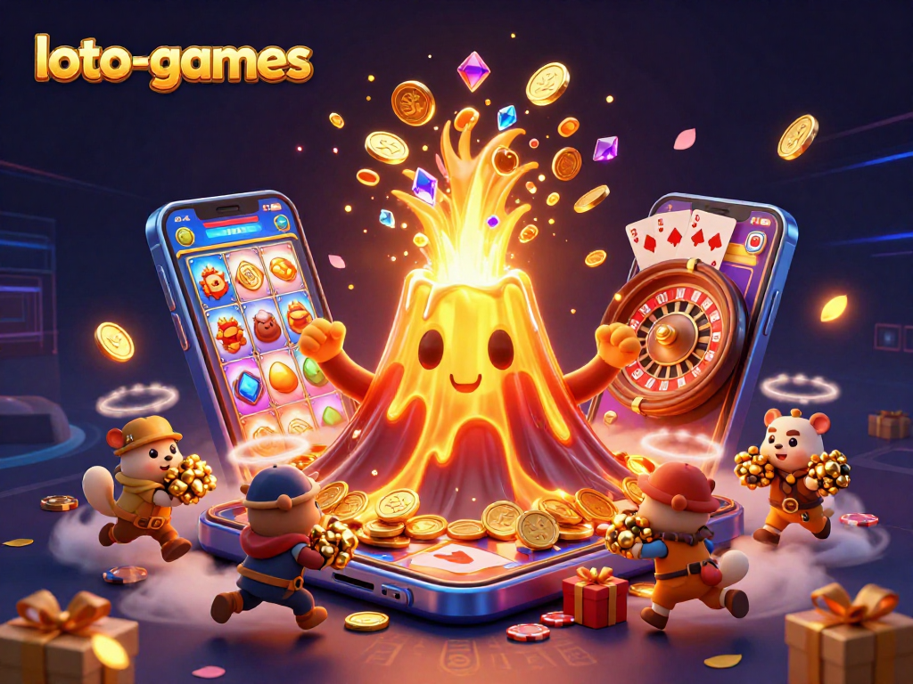 Loto-games combines thrilling casino elements with a 3D volcano erupting treasure, enhancing excitement.