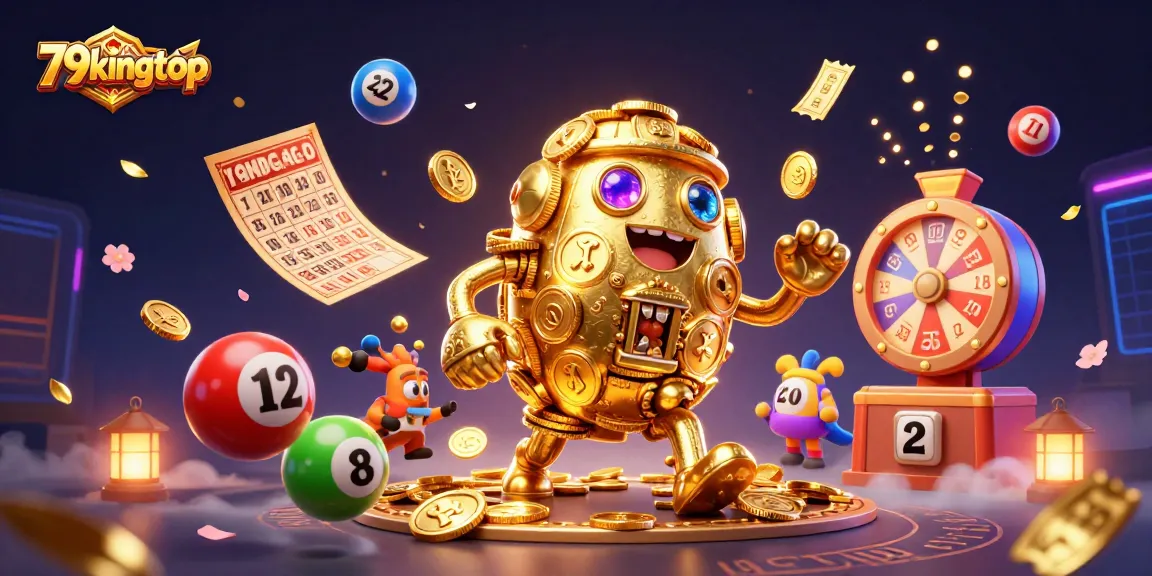 79kingtop showcases a dynamic casino scene with colorful lottery elements and a golden golem.