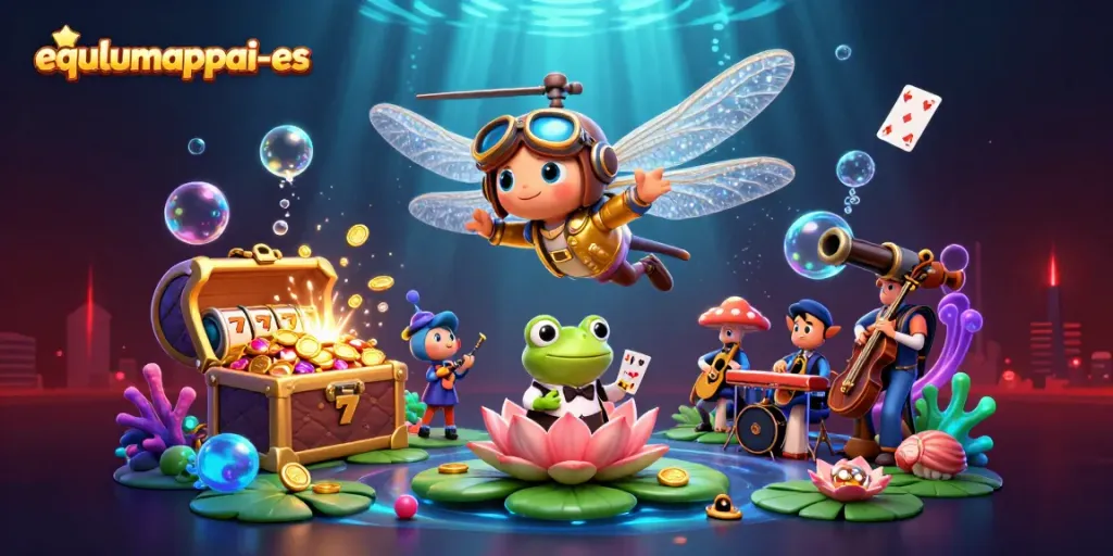 Experience the thrilling excitement of equlumappai-es as the frog croupier deals cards at the lily pad casino.