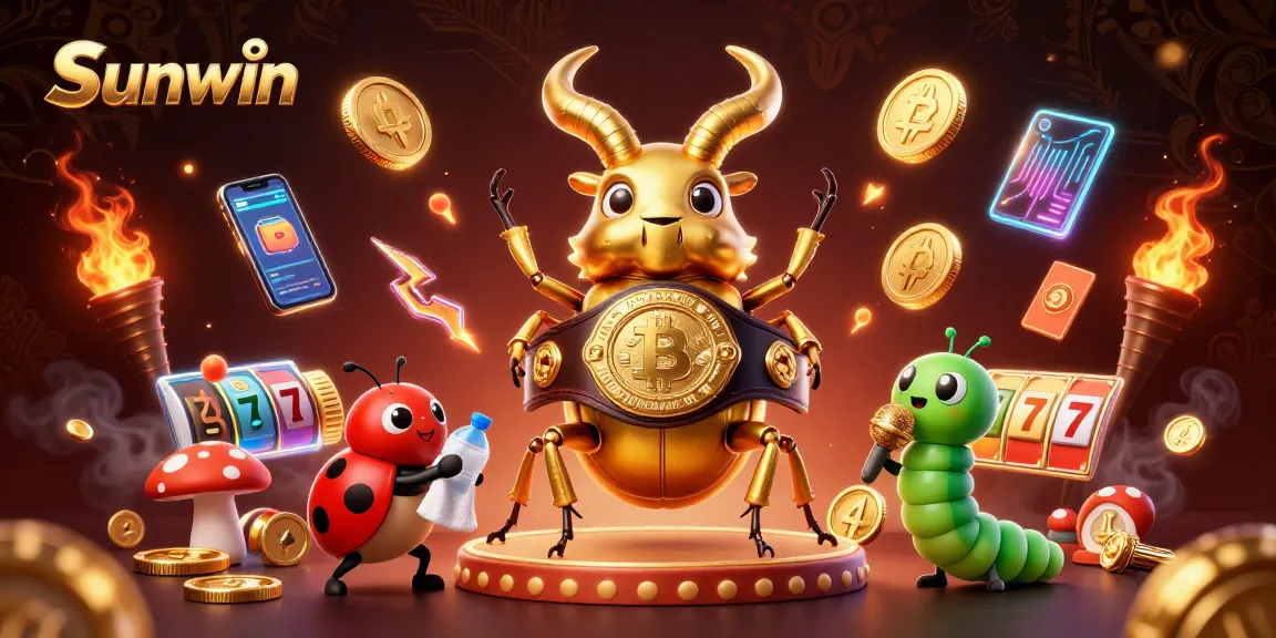 Engage with Sunwin's thrilling slots action featuring colorful characters in a dynamic casino scene.