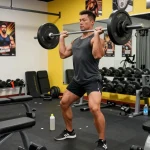 Un culturista entrenando en un gimnasio moderno que muestra fuerza y enfoque en Esteroidesshop.
