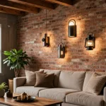 Bright living room featuring an aplique pared industrial lamp highlighting a cozy atmosphere.