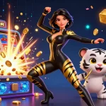 Alo8 offers thrilling casino fun with a vibrant 3D scene showcasing a stunning dealer and exciting game elements.