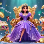 与充满活力的Telegram电脑版插图互动，展示老虎机卷轴和动态加密元素。