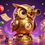 Engage with the vibrant casino scene showcasing betbdt with a golden owl and lively game elements.