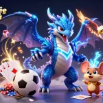 Experience trực tiếp bóng đá action with powerful characters and vibrant casino elements in a dynamic scene.
